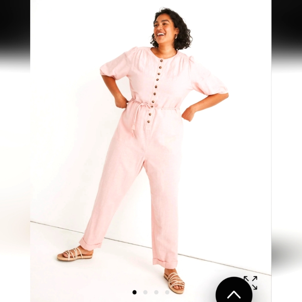 MADEWELL Puff-Sleeve Tassel-Tie Jumpsuit XXL